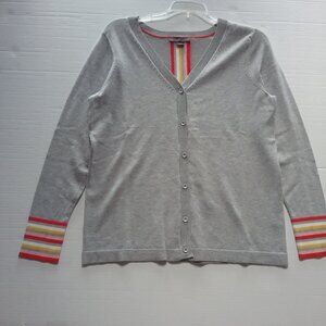 Metric Knits V-Neck Multi-Striped Sweater